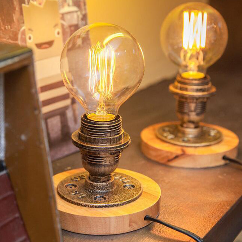 Exposed Bulb Metall Nachttischlampe Industrie Stil 1 Kopf Nachttischlicht in Bronze