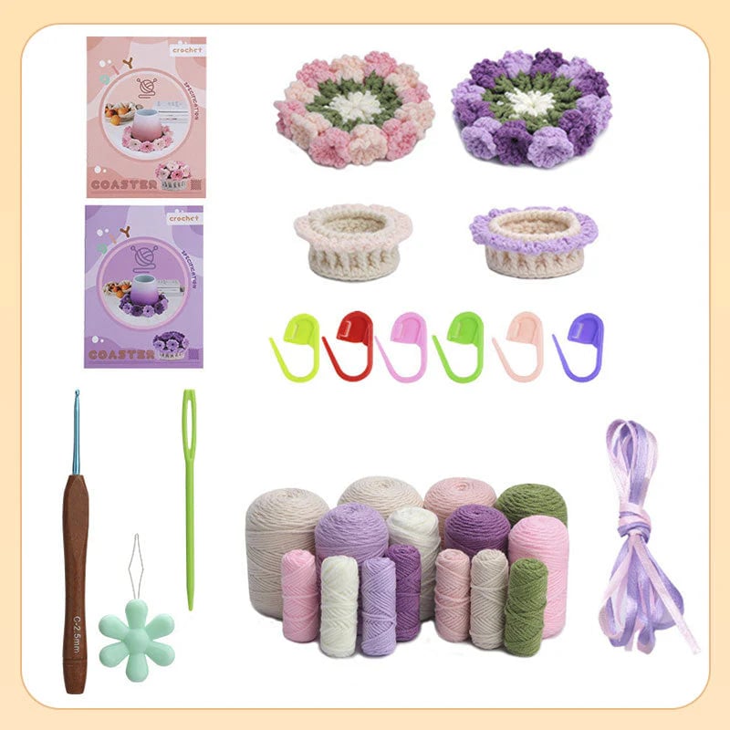 VeloraBloom™ DIY Wollset – Gestalten Sie wunderschöne Blumen-Untersetzer, die Ihre Seele fesseln und beruhigen