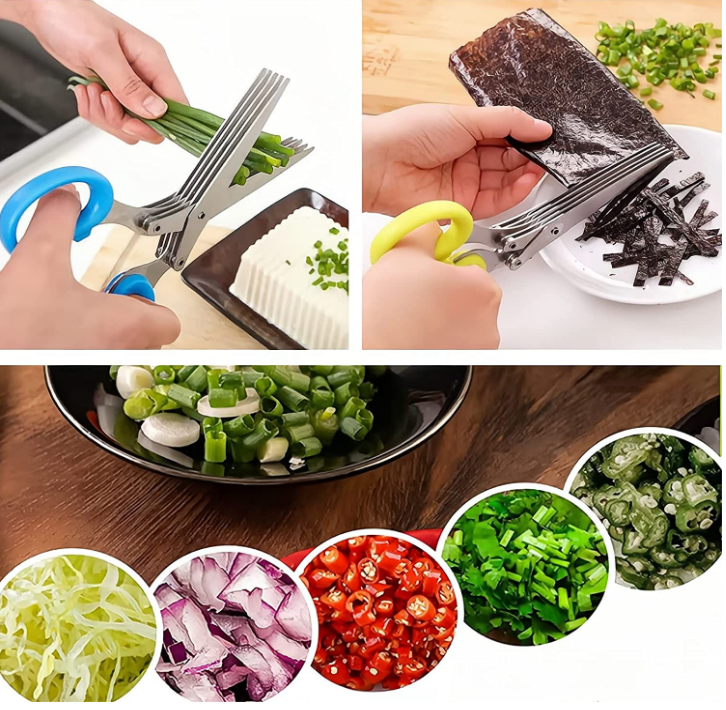 5-Klingen-Küchen-Salatschere™ | Kräuter und Gemüse mühelos und schnell schneiden!