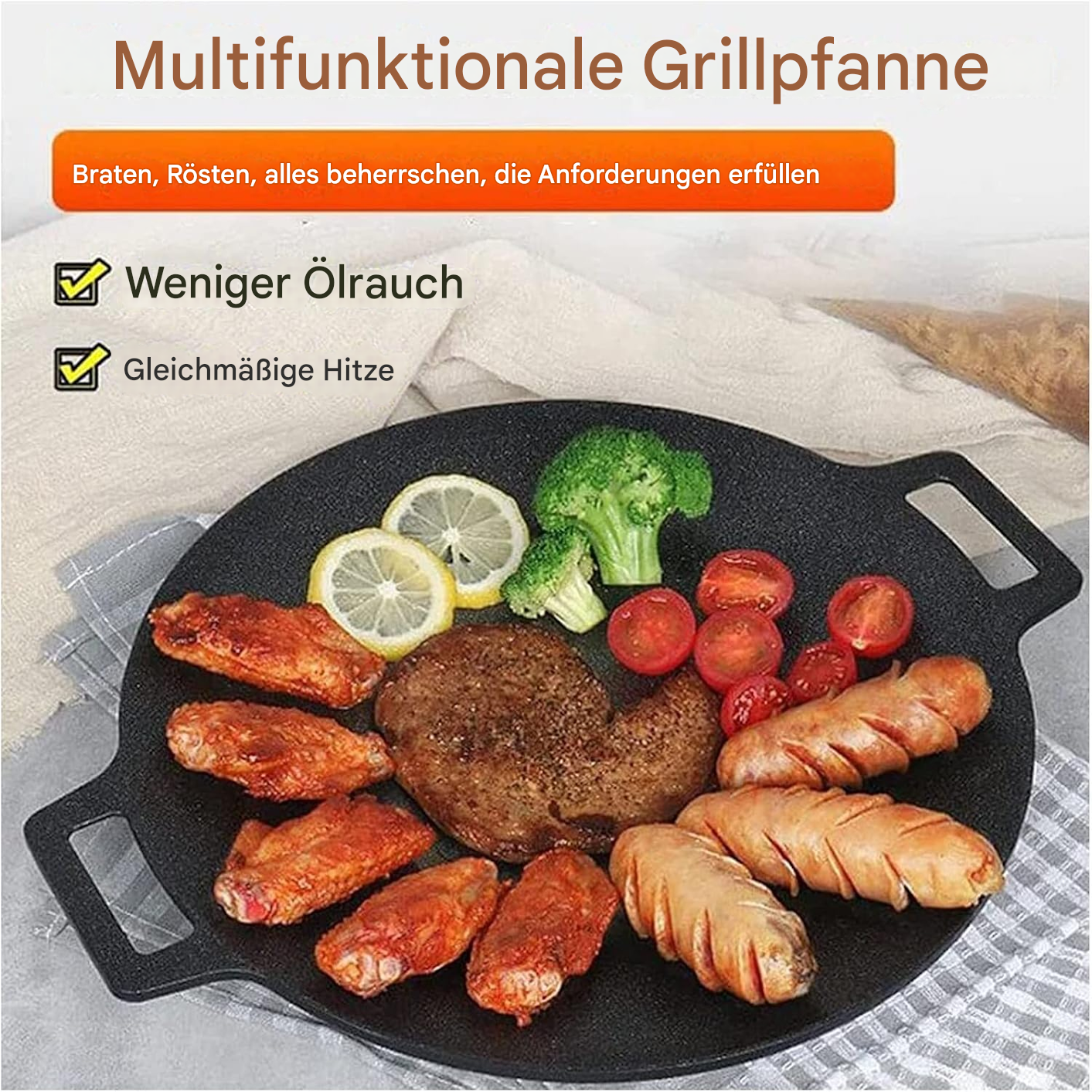 Elektrische Grillpfanne™ - Mit Antihaftbeschichtung für den Innenbereich