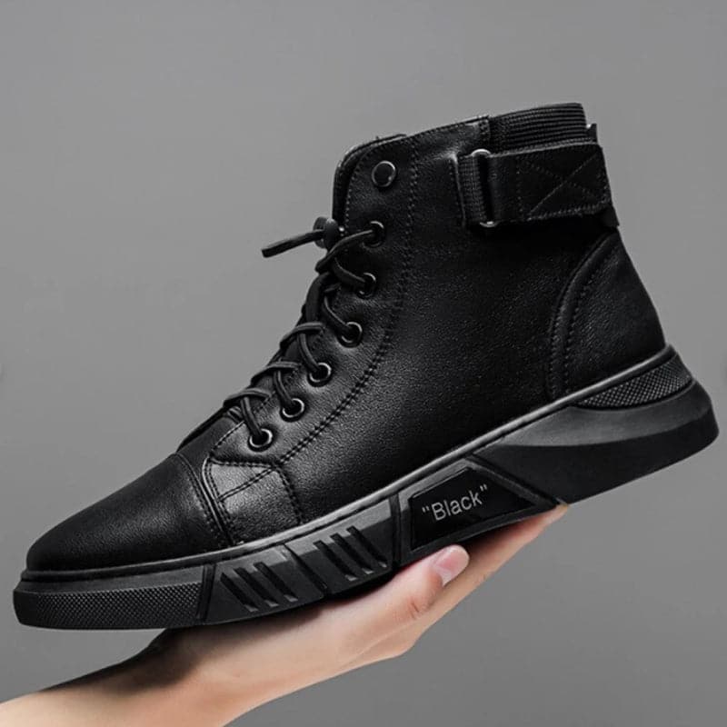 Brogan™ - Schwarze warme Lederstiefel
