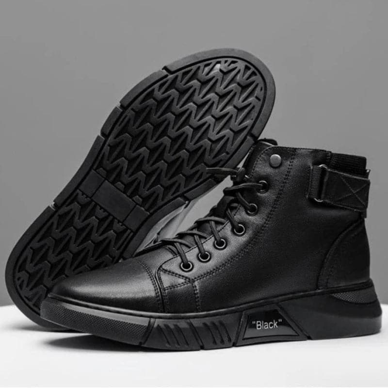 Brogan™ - Schwarze warme Lederstiefel