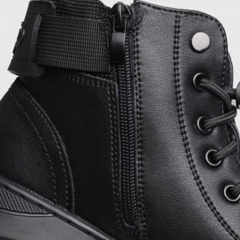 Brogan™ - Schwarze warme Lederstiefel