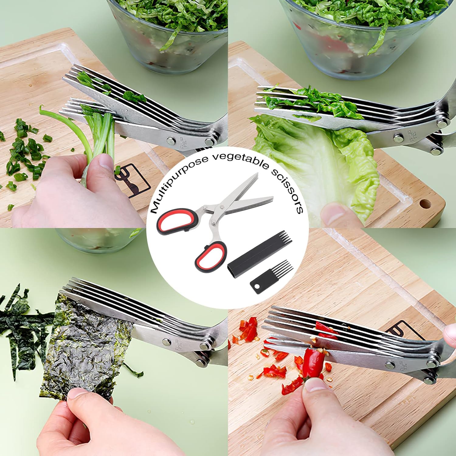 5-Klingen-Küchen-Salatschere™ | Kräuter und Gemüse mühelos und schnell schneiden!