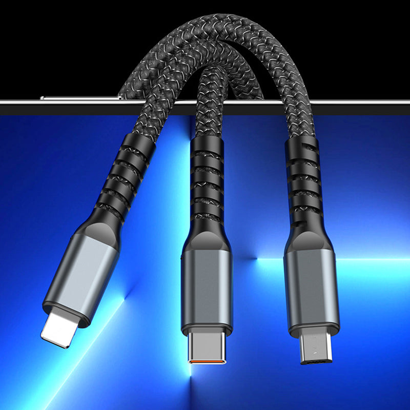 1+1 GRATIS | LumiCharge™ Transparentes, leuchtendes 3-in-1-Superschnellladekabel
